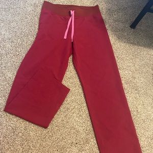 figs XSP raspberry straight leg pants